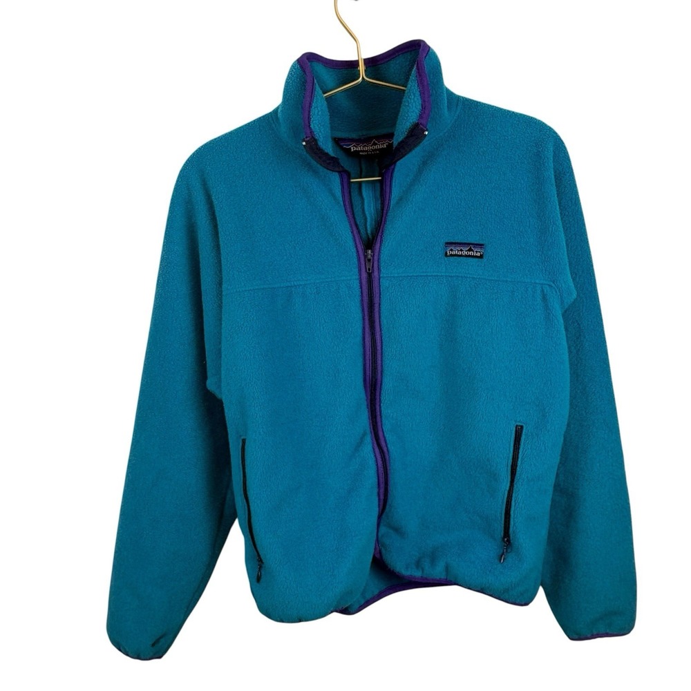 Vintage Patagonia Kids Made in USA Blue Zip‎ Up Fleece Jacket Size 11/12 Large